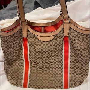 Coach purse C with orange stripe